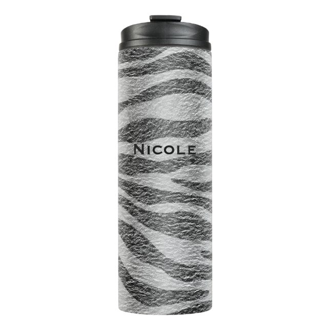 Termo Estampado de cebra en blanco y negro Glamour Chic (Anverso)