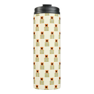 Termo Estampado de flores anaranjado inspirado