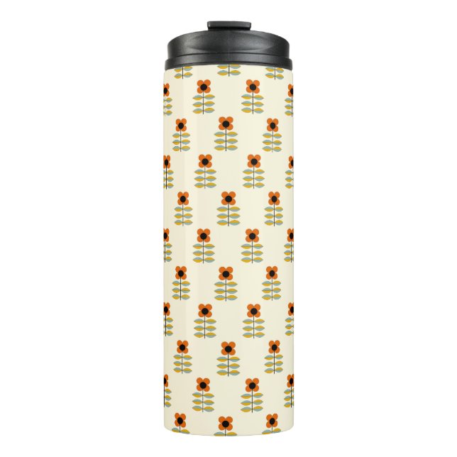 Termo Estampado de flores anaranjado inspirado (Anverso)