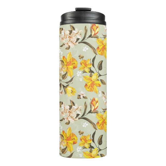 Termo Estampado de flores brillante hermoso elegante (Anverso)