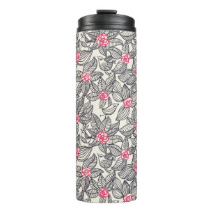 Termo Estampado de flores con los pájaros del dibujo