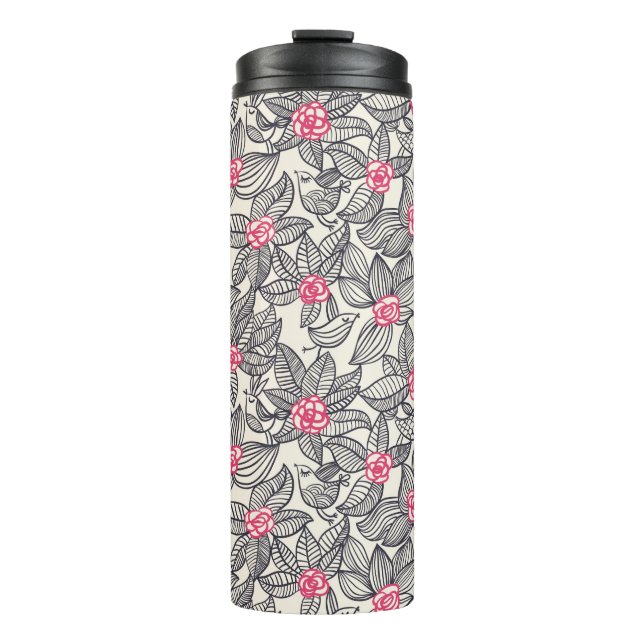 Termo Estampado de flores con los pájaros del dibujo (Anverso)