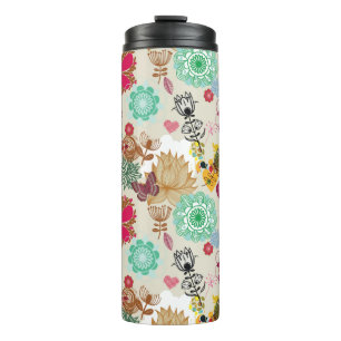 Termo Estampado de flores en estilo retro