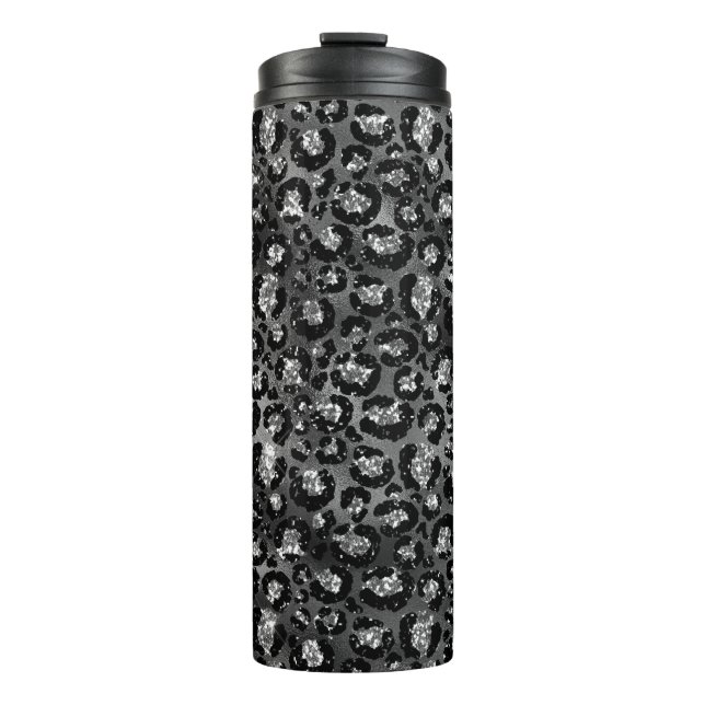 Termo Estampado de leopardo negro y gris plateado (Anverso)