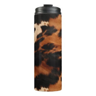 Termo Estampado de vaca falso marrón negro crema