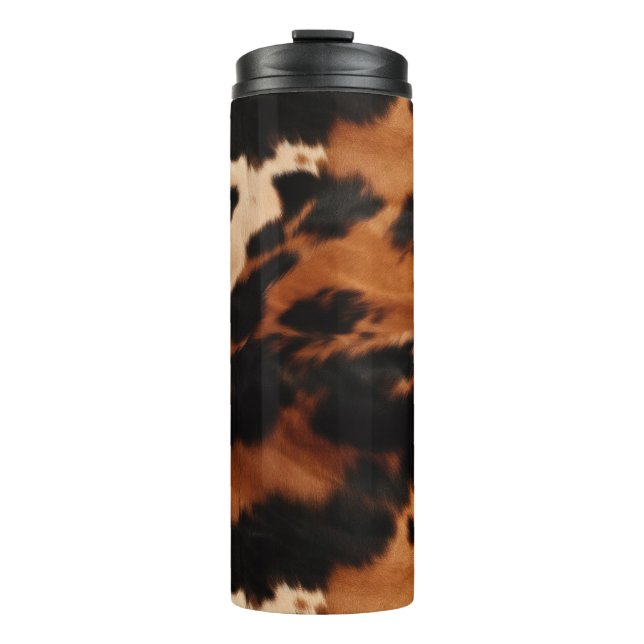 Termo Estampado de vaca falso marrón negro crema (Anverso)