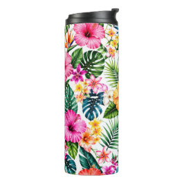 Termo Estampado floral de Hibisco Tropical y Monstera