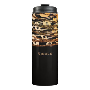 Termo Estampado Leopardo Guepardo Cobre Bronce Negro Dor