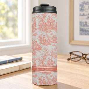 Termo Estampado vintage de toile de jouy naranja