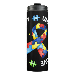 Termo Este tono con el lema del rompecabezas del autismo