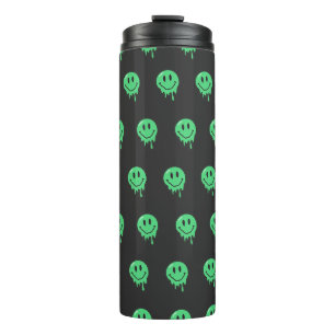 Termo Estética de cara sonriente verde derretida y gotea