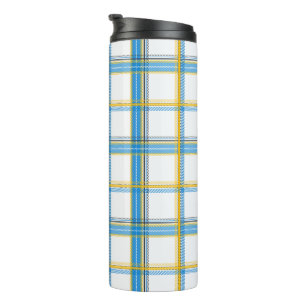 Termo Estética de Cuadro Escocés Azul Amarillo Brillante