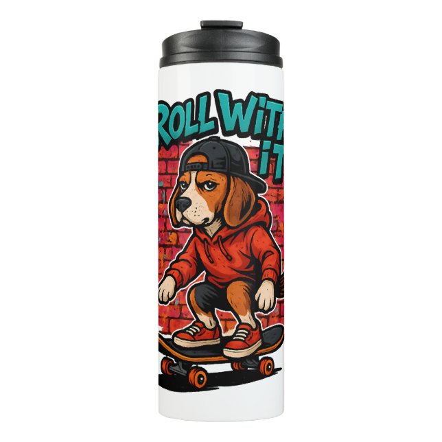 Termo Estilo de la calle Beagle Skateboarding Graffiti A (Anverso)