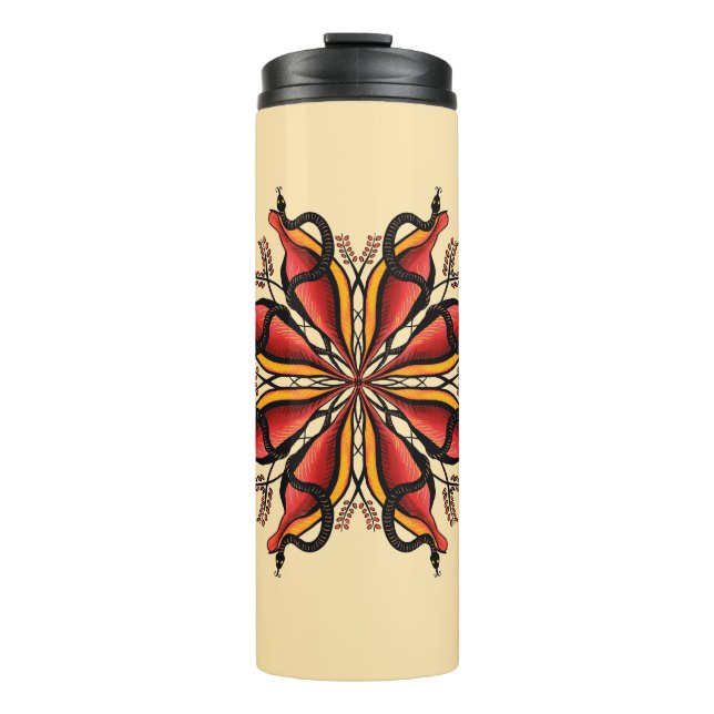 Termo Estilo de tatuaje de flor de las serpientes de gót (Anverso)