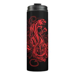 Termo Estilo de tatuaje de pantera roja estética gótica 
