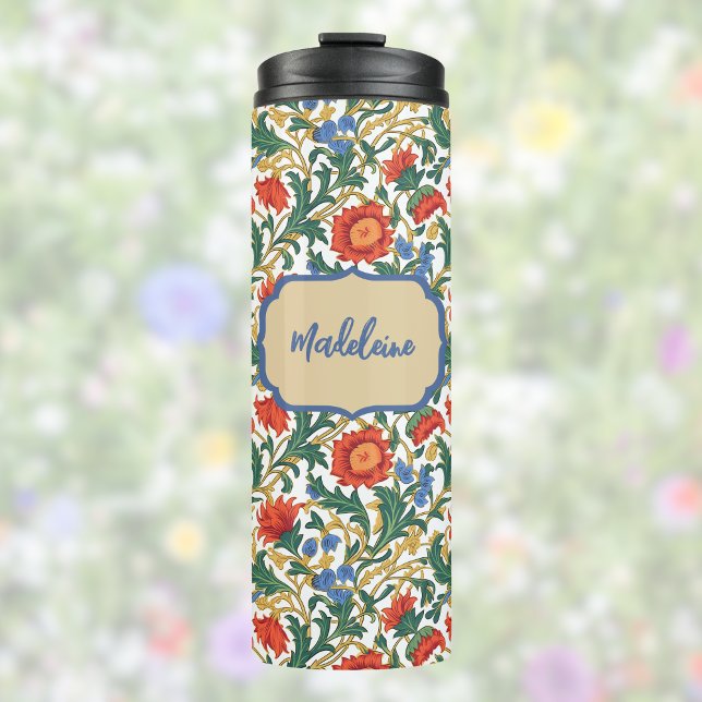 Termo Estilo Floral Willam Morris Azul Rojo Dorado Vinta (Subido por el creador)
