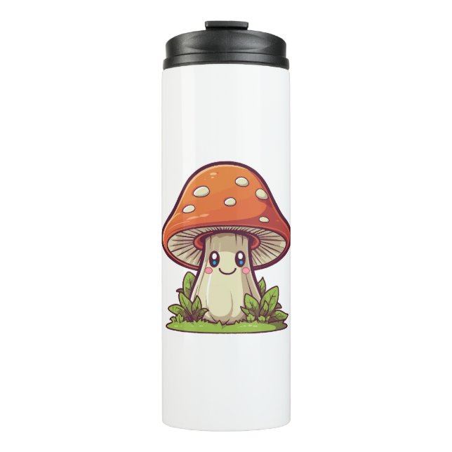 Termo Estilo kawaii lindo, recolección de hongos (Anverso)