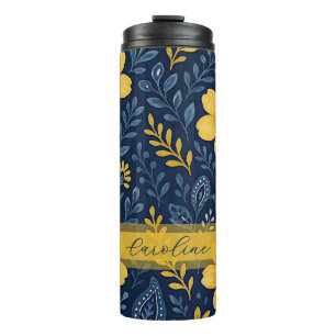 Termo Estiloso patrón de arte floral étnico-mediterráneo