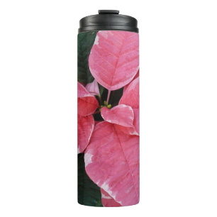 Termo Estrella plateada de mármol Poinsettias Flor de va