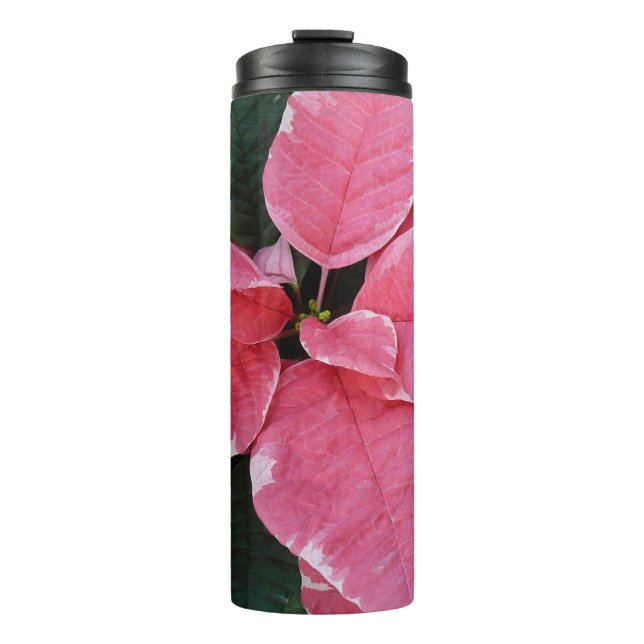Termo Estrella plateada de mármol Poinsettias Flor de va (Anverso)