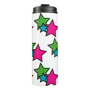 Termo Estrellas Coloridas Pink Green Blue Patrón negro