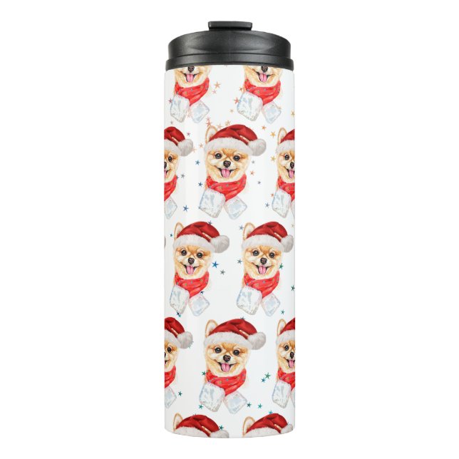 Termo Estrellas de Navidad de la raza de perro Pomerania (Anverso)