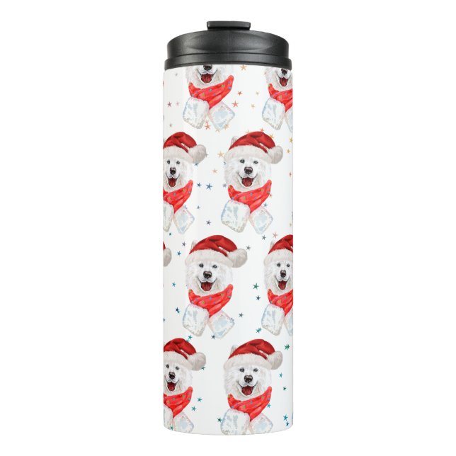 Termo Estrellas de Navidad de la raza de perro Samoyedo (Anverso)