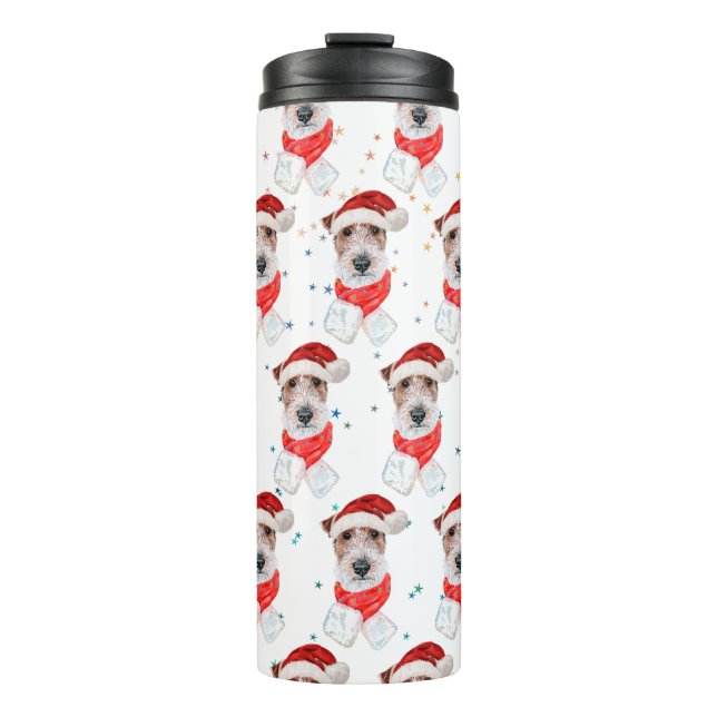 Termo Estrellas de Navidad de la raza de perro Wire Fox  (Anverso)