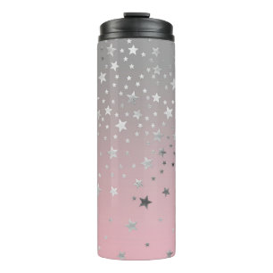 Termo Estrellas rosadas y grises elegantes y modernas