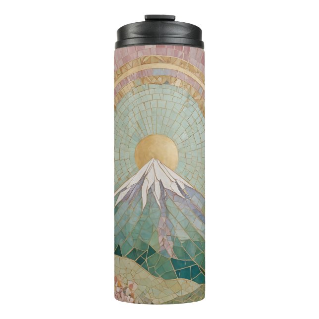 Termo Ethereal Bloom: Pastel Mosaic Volcano in Spring (Anverso)