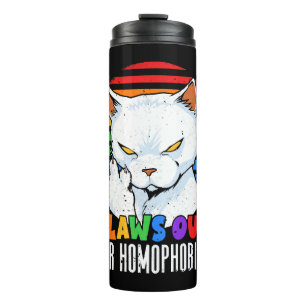 Termo Excusa la homofobia: Gato LGBT enojado con el arco