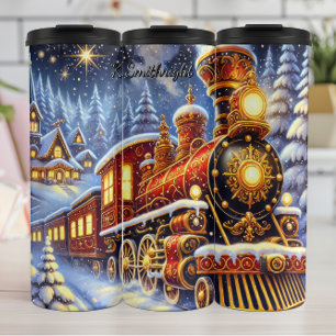 Termo Expreso de Navidad Opulento Rojo Dorado