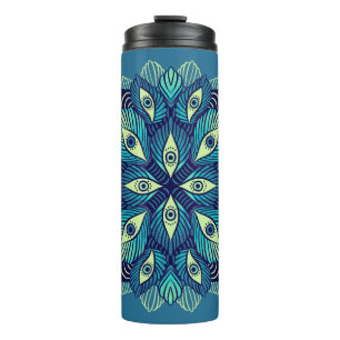 Termo Extraña Psicodelia Ojos Floral Azul