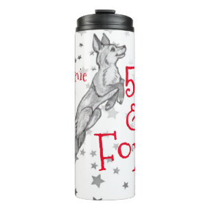 Termo Fabuloso Foxy 50 cumpleaños Black White Fox