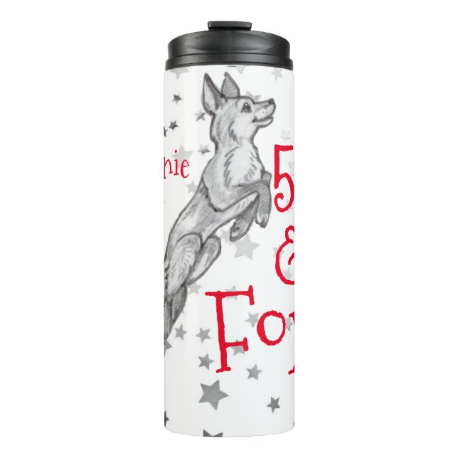 Termo Fabuloso Foxy 50 cumpleaños Black White Fox (Anverso)
