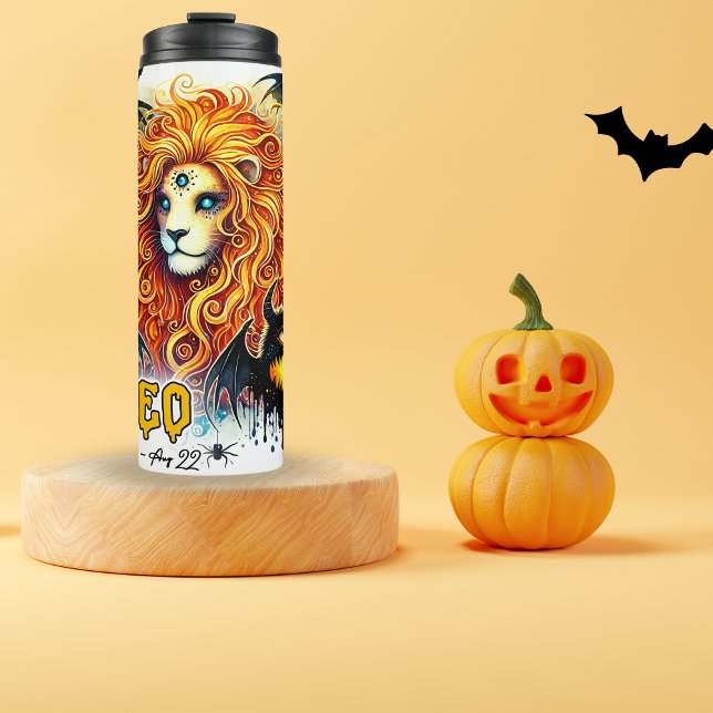 Termo Fabuloso regalo de cumpleaños de Leo Zodiac Hallow (spooky Leo tumbler)
