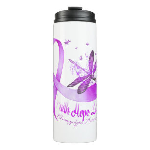 Termo Faith Hope Love Dragonfly Purple Ribbon Fibromyalg