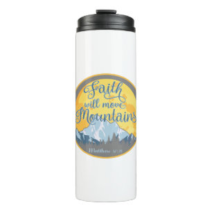 Termo Faith Move Mountains Diseño cristiano