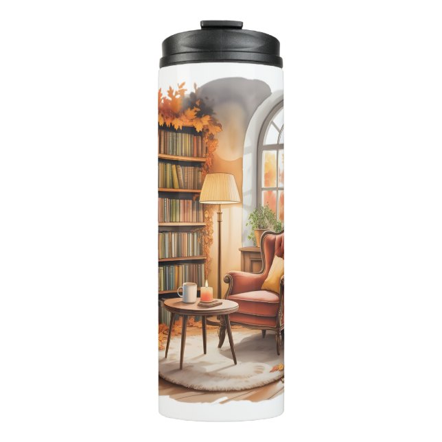 Termo Fall Window Reading Bouteille — Cozy Chair & Books (Anverso)