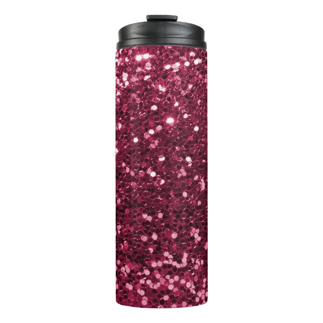 Termo Falsa chispa rosada magenta fresca del purpurina (Anverso)