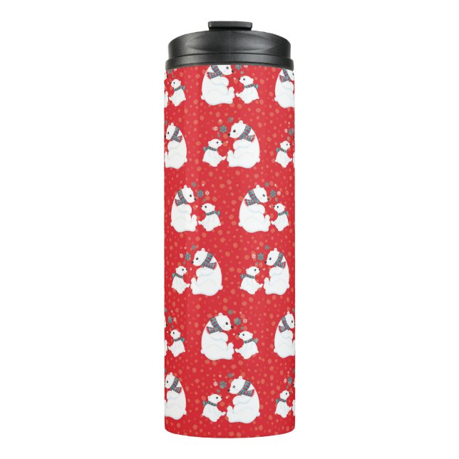 TERMO FAMILIA DE OSO POLAR ROJO AZUL (Anverso)