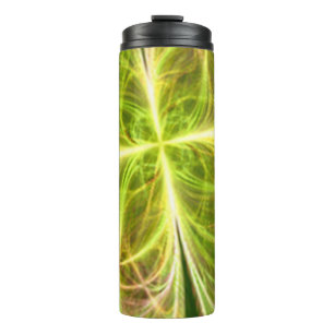 Termo Fantasía abstracta cuatro deja trono amarillo verd