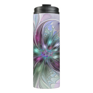 Termo Fantasía colorida Resumen Flor Fractal Moderna
