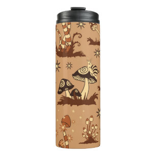 Termo Fantasía de hongos, tapicería de bosque vintage.