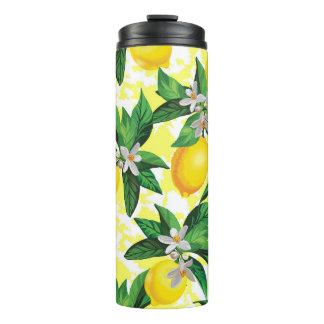Termo Fantasía de limón: Patrón floral creativo