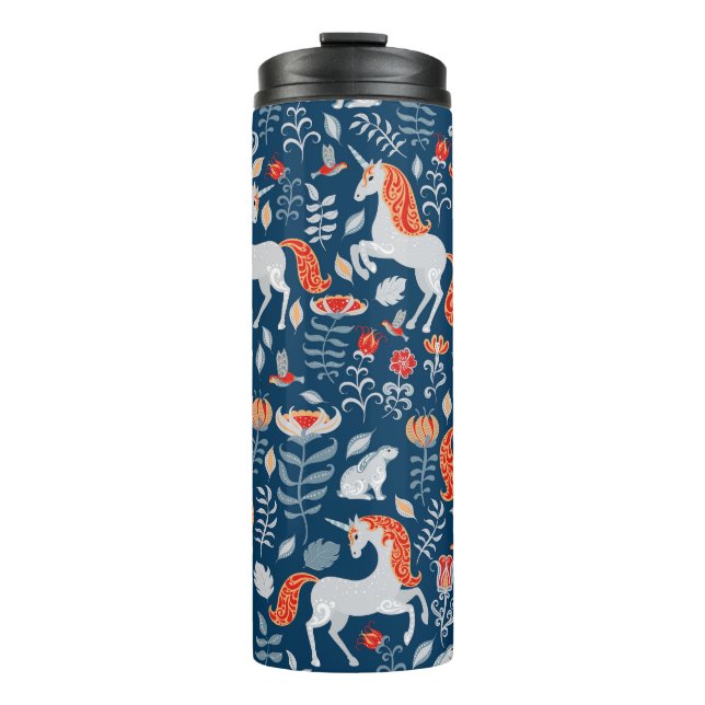 Termo Fantasía popular: Unicornios, conejos, aves (Anverso)