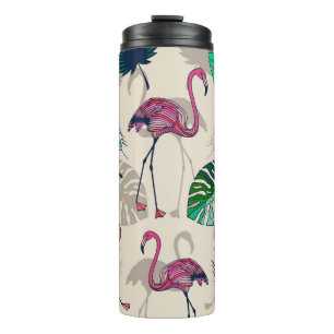 Termo Fantasía tropical: Patrón de hojas de flamenco