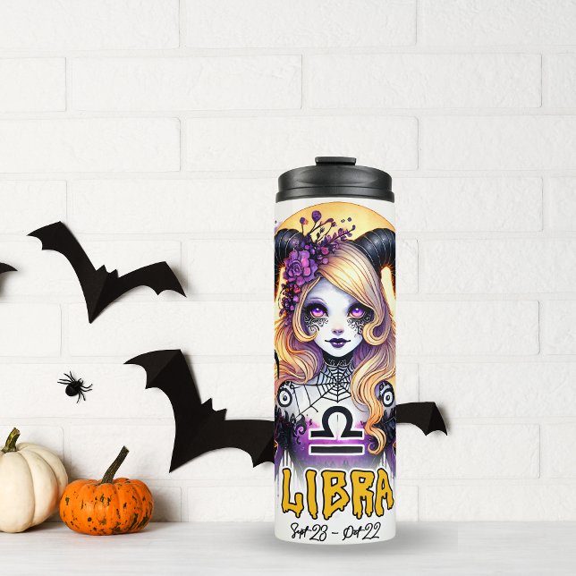 Termo Fantasma Libra Zodiac Halloween Regalo de cumpleañ (libra birthday gift)