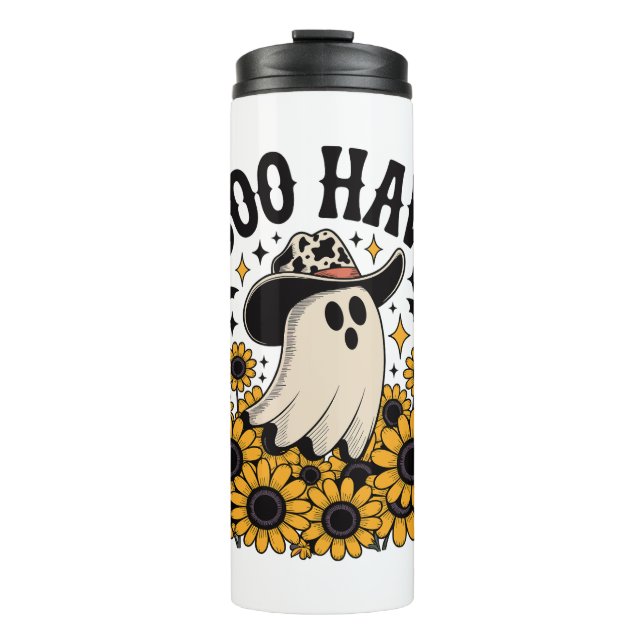 Termo Fantasma Occidental de Vaca de Halloween Boo Haw (Anverso)