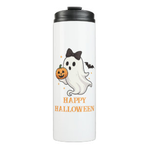 Termo Fantasma suave con barba y calabaza   Halloween